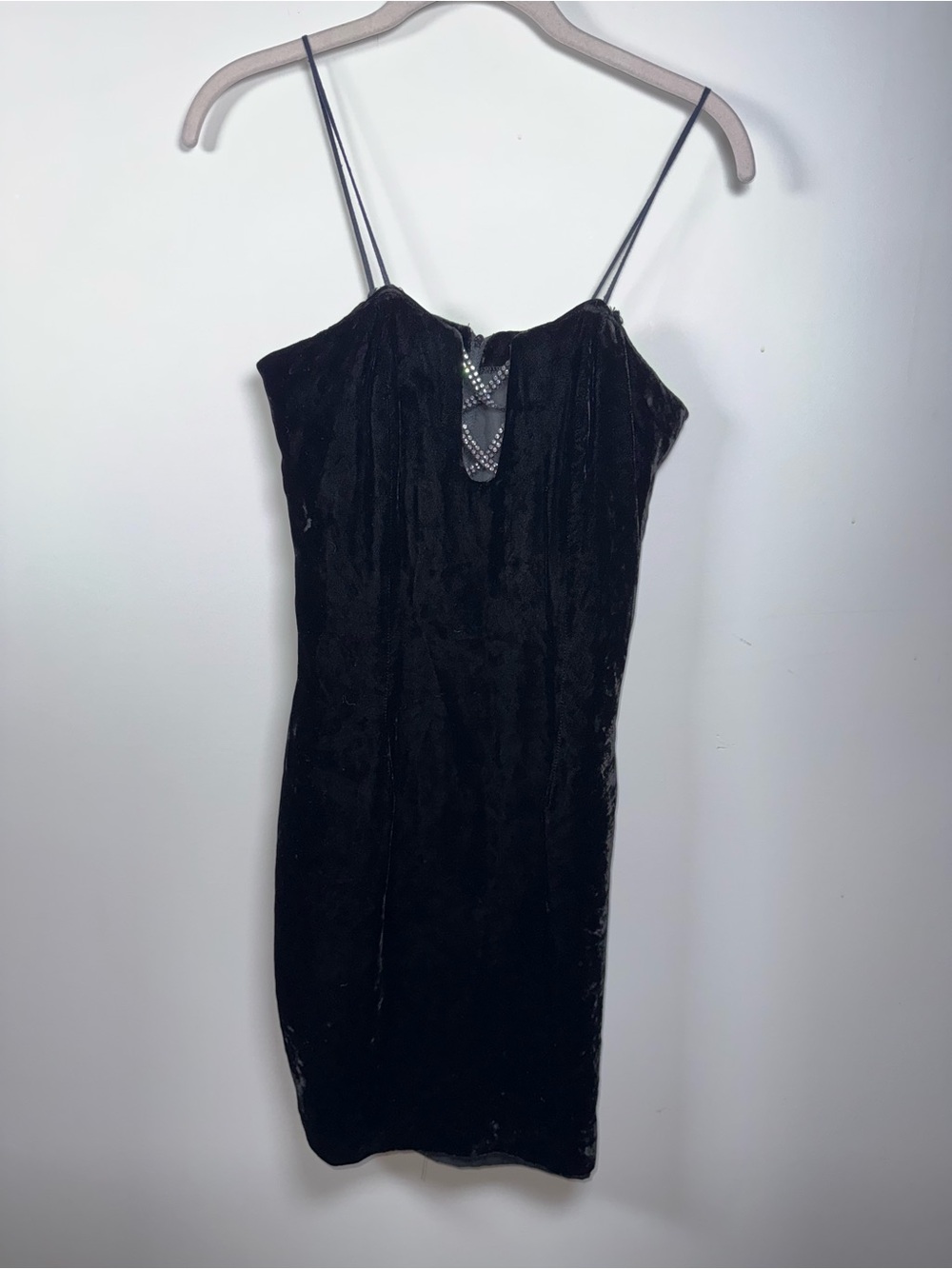 💙LE CHATEAU | Vintage 90s Y2K Velvet Rhinestone Dress Size 9